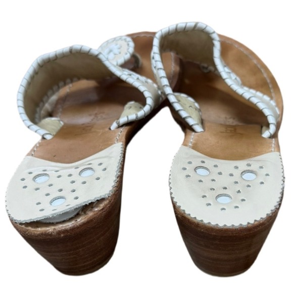 Jack Rogers Navajo Sandals Beige White 7 M Thong Palm Beach Hampton - Picture 3 of 6